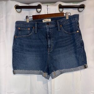 Madewell Womens Denim Shorts High Rise Medium Wash Cut Off Blue 32
